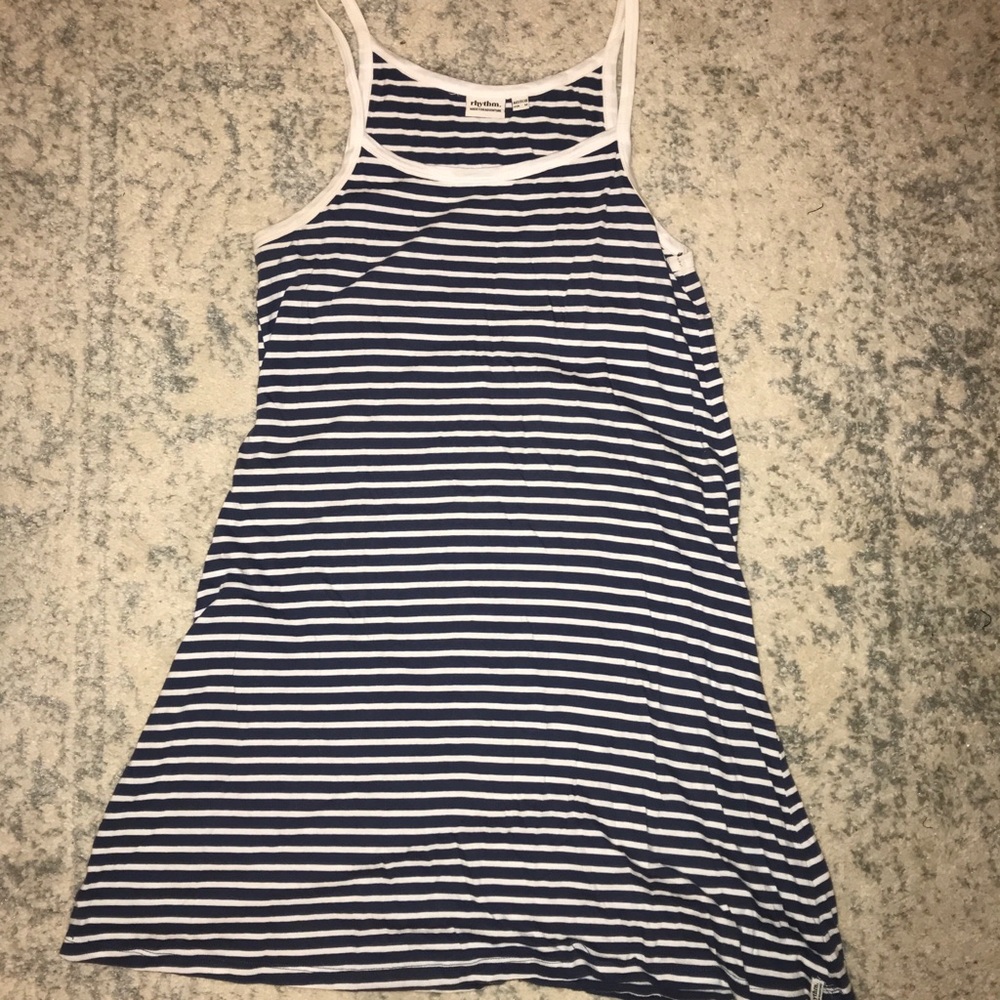 Navy blue and white skater dress